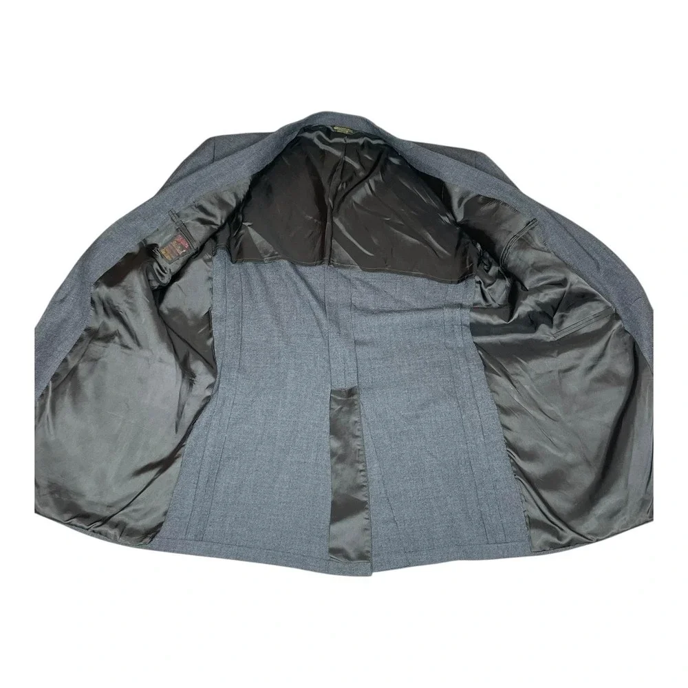 John Weitz Palm Beach Mens Big‎ Tall 44L Gray Blazer Gold Crest Buttons USA Made